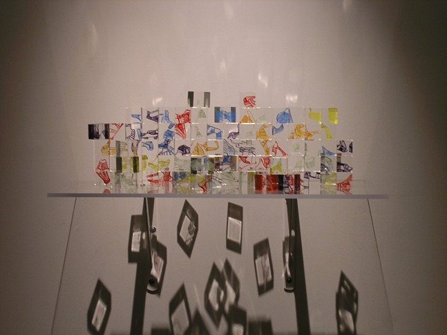 BUTPUTS, 2003
Acrylic on solid acrylic cubes
1.5″ x 1.5″ x 1.5″ (Each of 100)