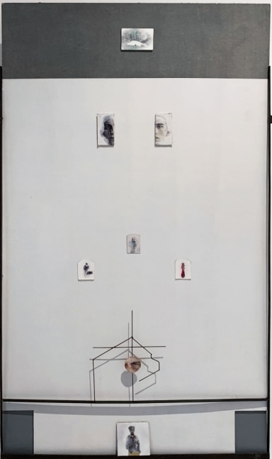 Roots and branches / fragmented family, 2019
Watercolor, graphite, paper pulp, canvas, oil, acrylic, archival paper, board, artist-designed cast iron frame
60" x 33.25" 