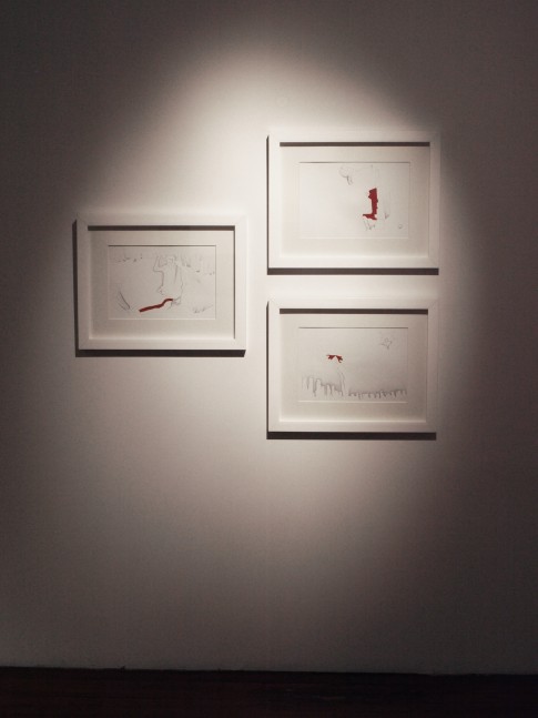 Ayesha Jatoi

Sticks and Stones I-III,&amp;nbsp;2009

Watercolor and gouache on wasli

19 3/4&amp;quot; x 24 1/2&amp;quot; (Each of 3)