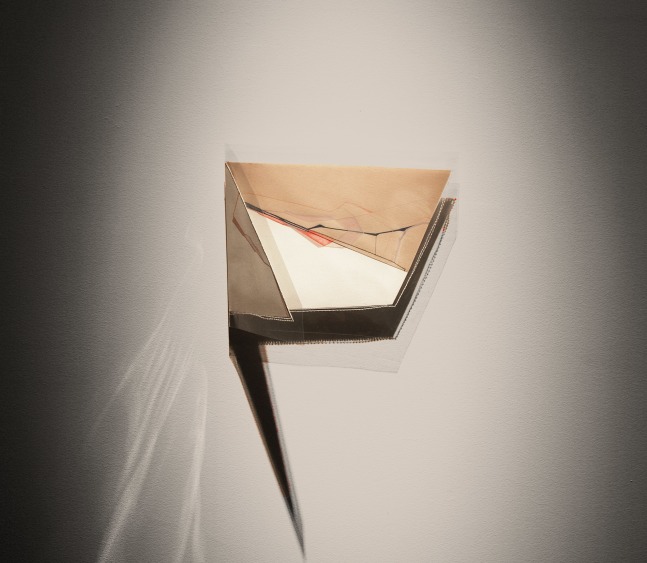 You Prefer The Other Side I See, Maybe, 2009
Gouache, cotton thread on paper, plastic sheets
9" x 11" 5 3/4"