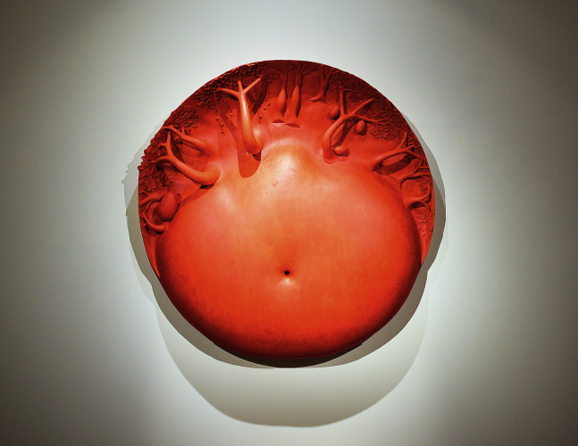Mother at the forest, 2009
Acrylic on fiberglass, marble dust
60” diameter x 10 1/4” 
