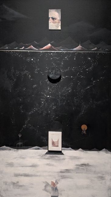 Tilted sky, 2020
Oil, acrylic, canvas, collage, board
67.75" x 38.25"