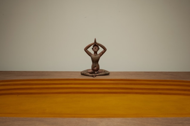 Miracles on the wind | 2025
Bronze, turmeric & wood
6″ x 96″ x 48″ ; 13.5″ x 10.5″ x 8″ (Figure)
TG 5070