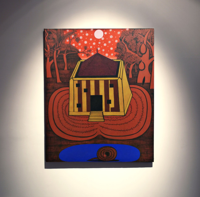 Temple under the night sky, 2015
Acrylic on canvas
60”x 47 3/4”