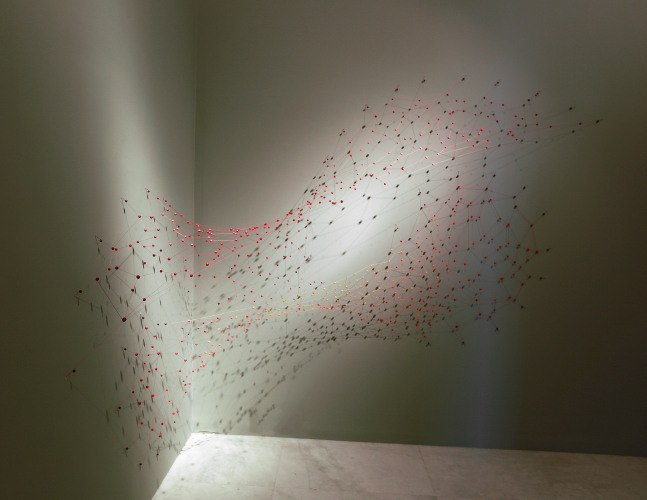 How long before another turn, 2016
Beeswax, pigments and wooden beads
74" x 109" x 24"