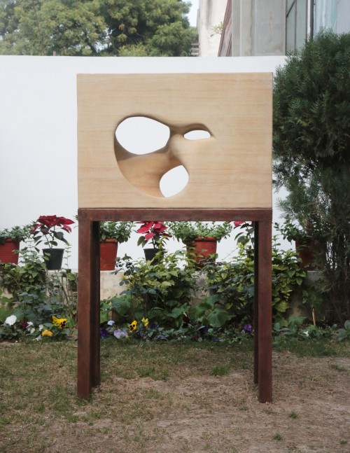 Untitled, 2015-17
Sandstone and steel
30" x 12" x 20 3/4"