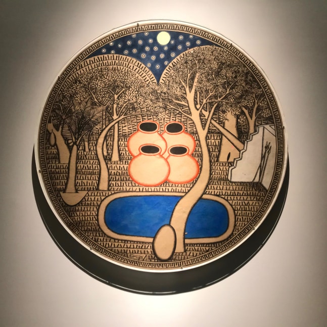 In Initiating the Mortals, 2017
Acrylic on paper
39" Diameter
 