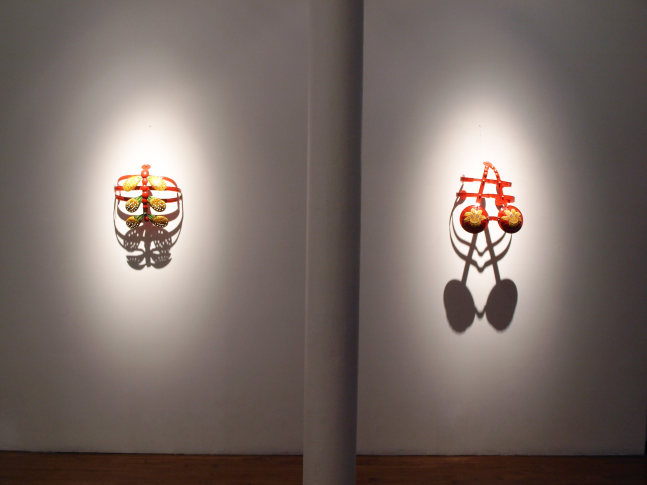 Adeela Suleman

Left:&amp;nbsp;Asma,&amp;nbsp;2009

Steel tongs, measuring spoons, rice serving spoons, and enamel paint

8&amp;quot; x 15&amp;quot; x 14&amp;quot;

Right:&amp;nbsp;Samina,&amp;nbsp;2009

Steel tongs, bowl, measuring spoons, and enamel paint

7&amp;quot; x 17&amp;quot; x 13&amp;quot;