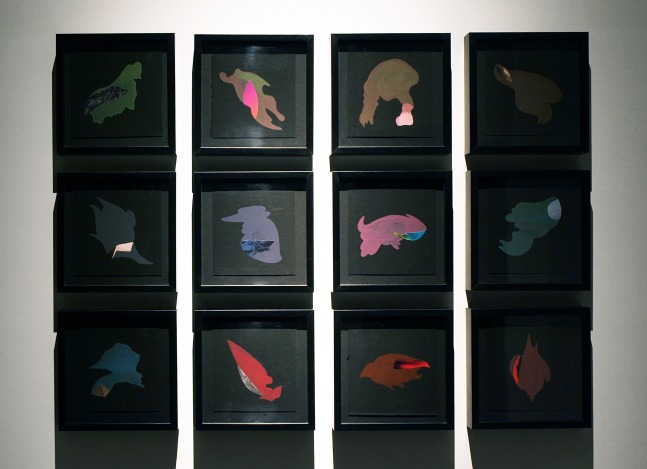 Evening in Paradise II, 2016
Acrylic and collage on paper
7" x 7" (Each of 12)