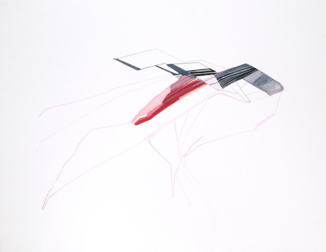 Like A Plane In My Thoughts, 2010
Gouache on paper
10 1/2″ x 13 3/4″