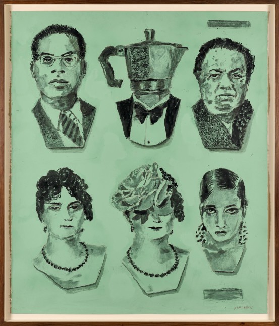William Kentridge

Six Heads Marseilles Martinique Josephine B. et al.

2023

Paint, Indian ink, Charcoal and Pencil on paper

Work: 152 x 128 cm (59.8 x 50.4 in.)

Frame: 162.5 x 139 x 5,5 cm (64 x 54.7 x 2.2 in.)

Enquire