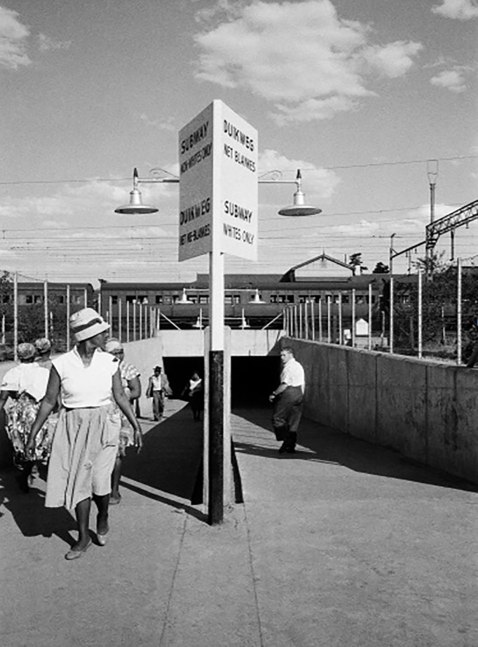 David Goldblatt
Racially split subway at the Randfontein railway station, as required under the Reservation of Separate Amenities Act No 49 of 1953. Randfontein, circa 1962 (3_5723), 1962
Silver gelatin print on fibre-based paper
Work: 22.3 x 15 cm / 8.8 x 5.9 in.
Frame: 44.2 x 36.9 cm / 17.4 x 14.5 in
Edition 2 of 10

Enquire