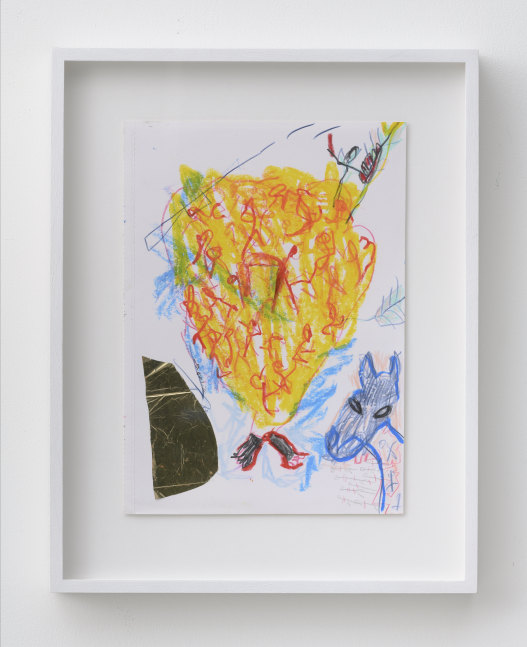 P&amp;eacute;lagie Gbaguidi

Care, 2020

Dry pastel, coloured pencil and mixed media on paper

Frame: 41 x 31.1 cm (16.1 x 12.2 in.)

Unique