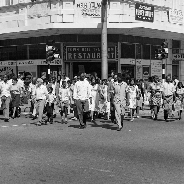 David Goldblatt
Saturday morning at the corner of Commissioner and Trichardt Streets, Boksburg (2_27790), 1979
Silver gelatin hand print
Work: 37.7 x 38.1 cm / 14.8 x 15 in.
Frame: 60 x 59.7 cm / 23.6 x 23.5 in.

Enquire