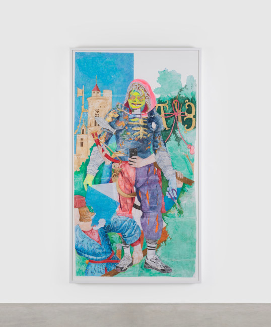 Sam Keogh
Skycutter NPC,&amp;nbsp;2022
acrylic, pencil, ink, gold leaf on acid free drafting vellum
210 x 114 cm / 82.7 x 44.9 in&amp;nbsp;
​​​​​​​219 x 123 cm / 86.2 x 48.4 in framed