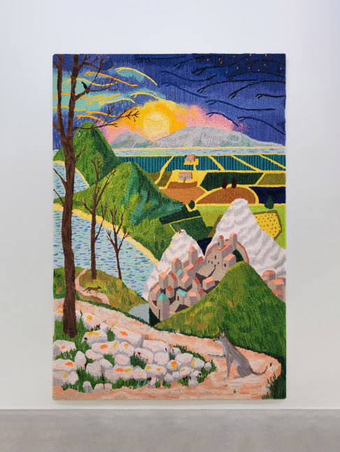 Isabel Nolan The wolf who made a city tremble c.1216 (After Sassetta), 2023 hand-tufted 100% New Zealand Wool, 15 mm pile