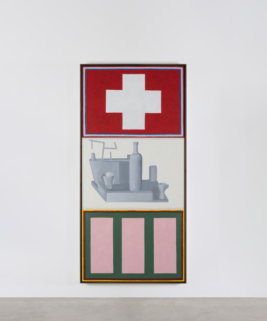 Nathalie Du Pasquier
Swiss life
2022
oil on paper, 3 modules, framed together
70 x 100 cm / 27.6 x 39.4 in, each &amp;nbsp;
213 x 102 cm / 83.9 x 40.2 in, framed&amp;nbsp;