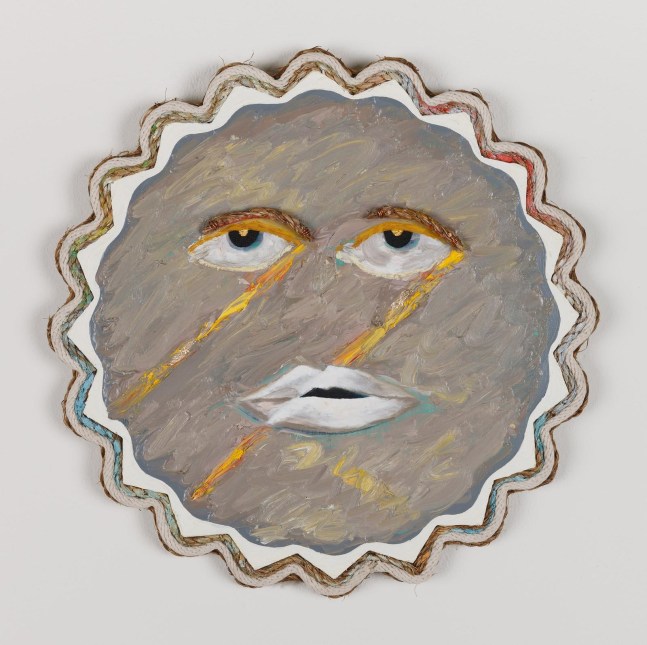 Daniel Rios Rodriguez
Luna, 2018
oil, nails, rope, aluminium and linen on wood panel
40.6 cm / 16 in diameter