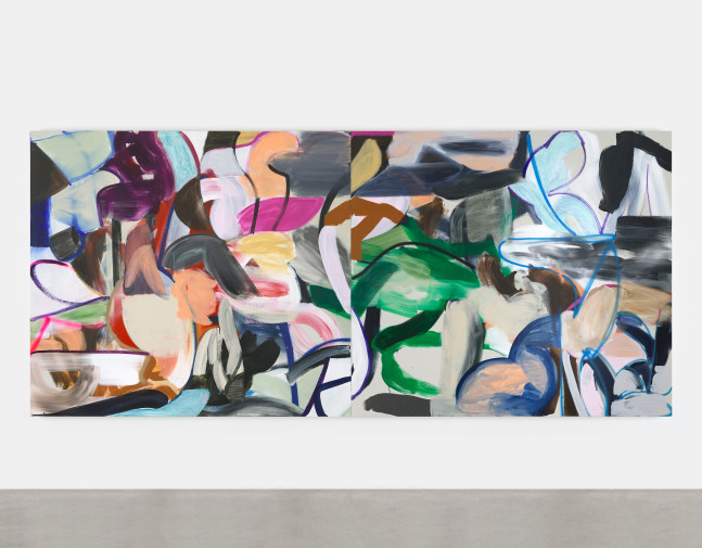 Liliane Tomasko&amp;nbsp;

Transpositional Shapeshifter,&amp;nbsp;2025

acrylic and acrylic spray on linen, two panels

203.2 x 457.2 x 6.35 cm / 80 x 180 x 2.5 in