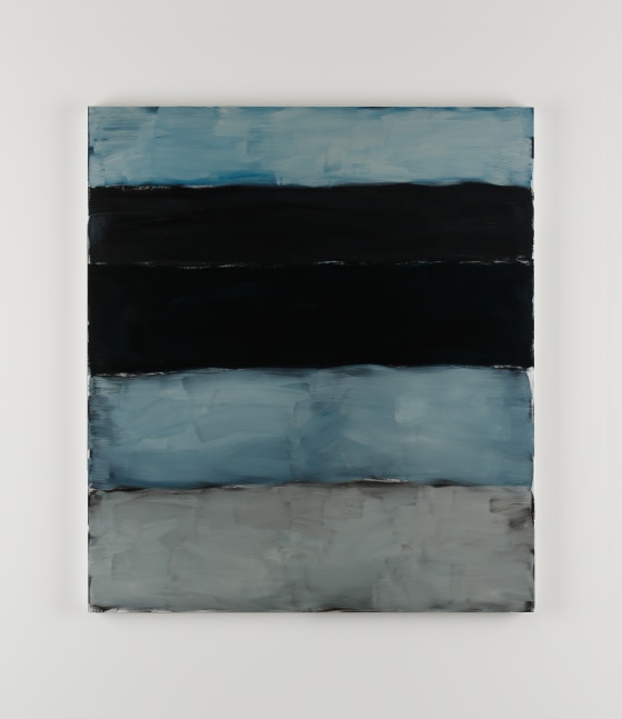 Sean Scully&amp;nbsp;
Landline Black Blue, 2014
oil on aluminium
215.9 x 190.5 cm / 85 x 75 in&amp;nbsp;
