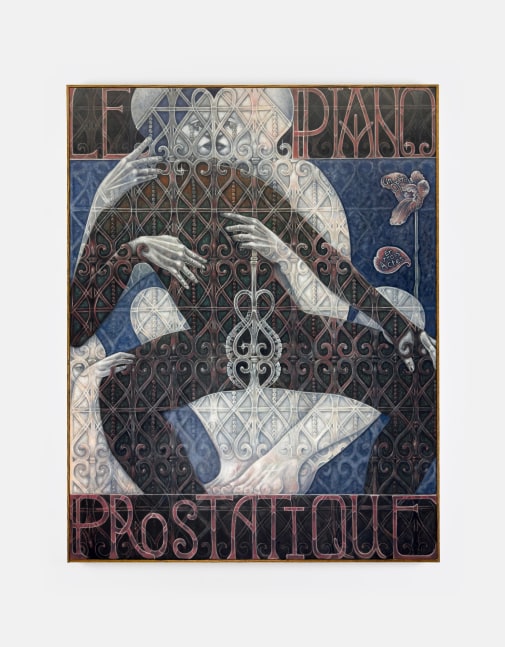 Justin Fitzpatrick&amp;nbsp;

Poster for a musical (Le Piano Prostatique),&amp;nbsp;2025

oil on linen, oak frame

183 x 143 x 3 cm / 72 x 56.3 x 1.2 in framed

&amp;nbsp;