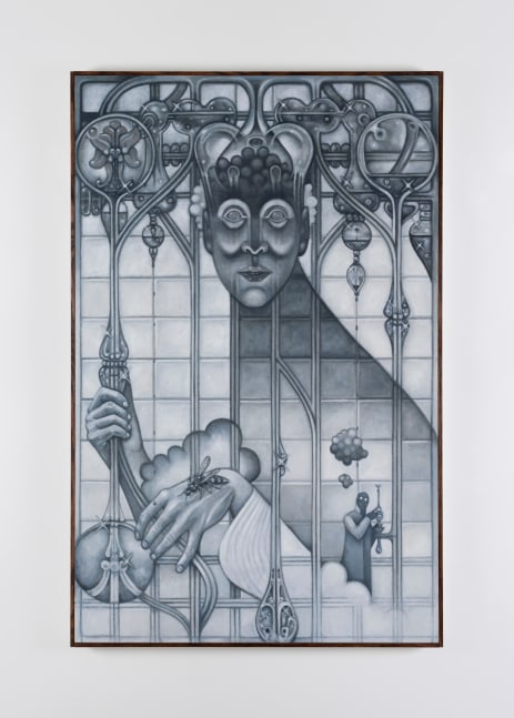 Justin Fitzpatrick
Thynnine Wasp Pheromones, 2023
Oil on linen, oak artist frame
143 x 93cm / 56.3 x 36.6 in