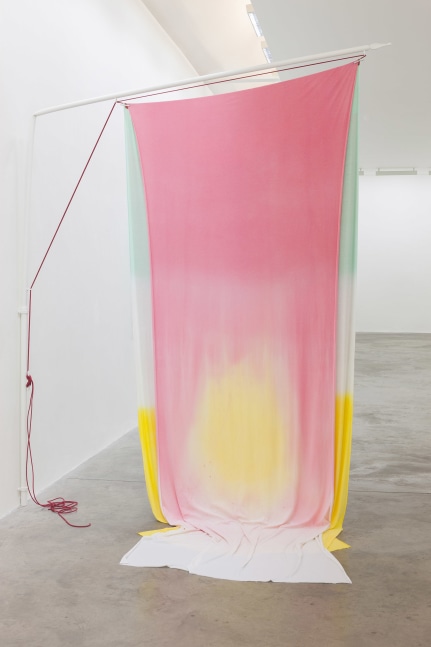 Isabel Nolan
Fresh disorder diminishing energy,&amp;nbsp;2015
cotton and powder-coated mild steel flag pole
285 x 232 x 120 cm / 112.2 x 91.3 x 47.2 in