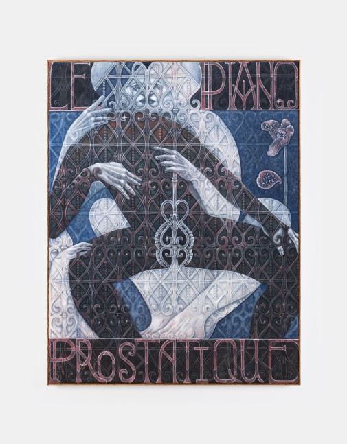 Justin Fitzpatrick&amp;nbsp;

Poster for a musical (Le Piano Prostatique),&amp;nbsp;2025

oil on linen, oak frame&amp;nbsp; &amp;nbsp;

183 x 143 x 3 cm / 72 x 56.3 x 1.2 in framed

&amp;nbsp;
