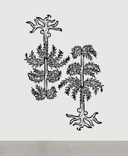 Liam Gillick
Herbman Inversion
2018
matte black vinyl on wall
dimensions vary, initial installation:
300 x 200 cm / 118.1 x 78.7 in &amp;nbsp;