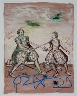 Untitled (Duelists with green clouds) 2015