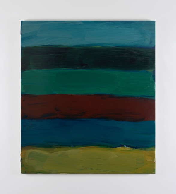 Sean Scully  Landline Green Yellow, 2024 oil on aluminium 152.4 x 134.6 cm / 60 x 53 in