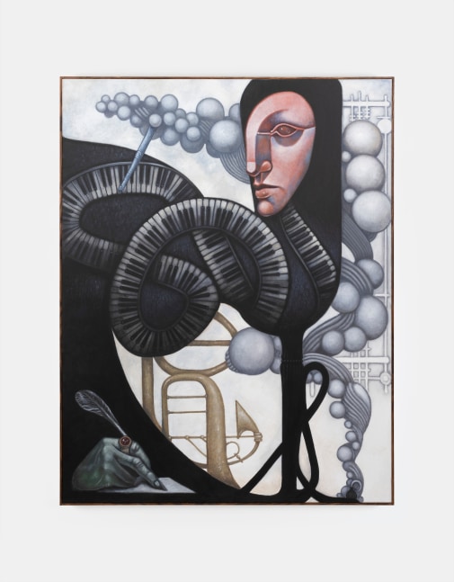 Justin Fitzpatrick

The body forgets the score so sometimes has to write it down,&amp;nbsp;2024

oil on linen, oak frame

183 x 143 cm / 72 x 56.3 in framed