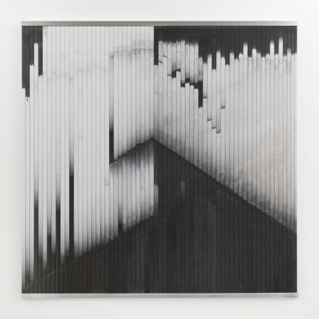 Siobh&amp;aacute;n&amp;nbsp; Hapaska&amp;nbsp;
Untitled, 2019
carbonized oak, white marble powder, aluminium &amp;amp; acrylic twinwall channel
126 x 126 cm / 49.6 x 49.6 in&amp;nbsp; &amp;nbsp;