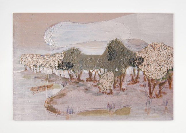 Merlin James, Trees by water, 1984, acrylic &amp; mixed media on canvas, 60.5 x 91 cm / 23.8 x 35.8 in