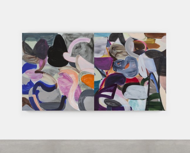 Liliane Tomasko

To shift a Shape, to shape a Shift, across a Line and causing no Rift,&amp;nbsp;2024

acrylic and acrylic spray on aluminium, two panels

152.4 x 279.4 cm / 60 x 110 in

&amp;nbsp;