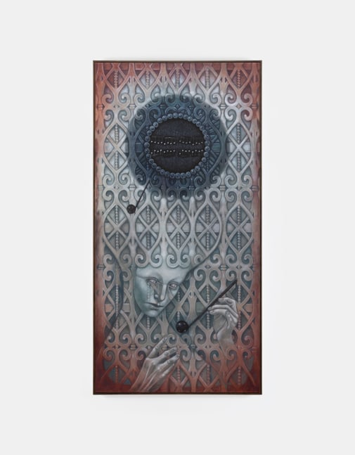 Justin Fitzpatrick

Sight Reading,&amp;nbsp;2024

oil on linen, oak frame

183 x 93 cm / 72 x 36.6 in framed