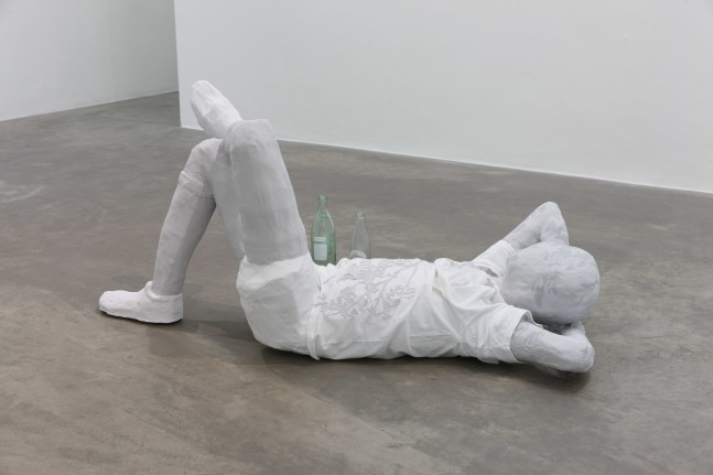 Andy Fitz
LIAR LIAR, 2019
steel, card, plaster, fibreglass, resin, paint, pleather, glass bottles, t-shirt
66 x 70 x 141 cm / 26 x 27.6 x 55.5 in
Collection of Office of Public Works, Ireland