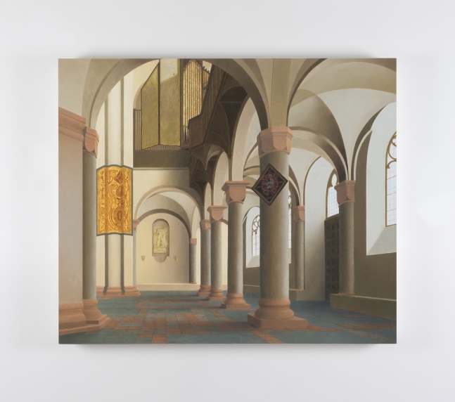 Paul Winstanley&amp;nbsp;
Trial (After Saenredam), 2017
oil and gold leaf on gesso panel
66 x 78 cm / 26 x 30.7 in&amp;nbsp; &amp;nbsp;