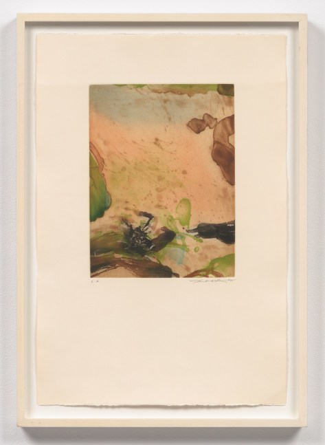 An earth tone colored, abstract etching with aquatint by Zao Wou-Ki