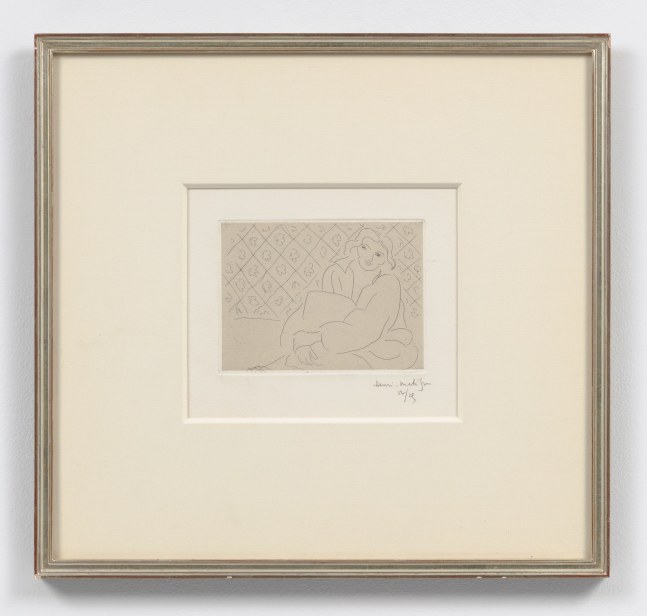 Figure assise sur fond de carreaux fleuris, 1929
etching, on chine appliqu&amp;eacute;, edition of 25
11 1/4 x 14 15/16 in. / 28.6 x 37.9 cm