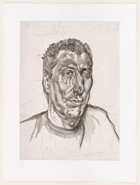Lucian Freud
Head of Ali, 1999

etching on Somerset Textured White paper, ed. of 46

image: 23 3/5 x 16 7/8 in. / 59.9 x 42.9 cm

sheet: 29 7/8 x 22 1/2 in. / 75.9 x 57.2 cm
