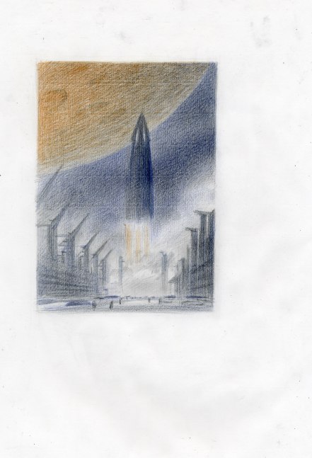 Fran&amp;ccedil;ois Schuiten

Objectif Mars - Sketch #1, 2021

Acrylic and crayon on Arches Aquarelle paper

Framed: 22 x 15 3/4 inches (55.88 x 40.01 cm)

Sold
