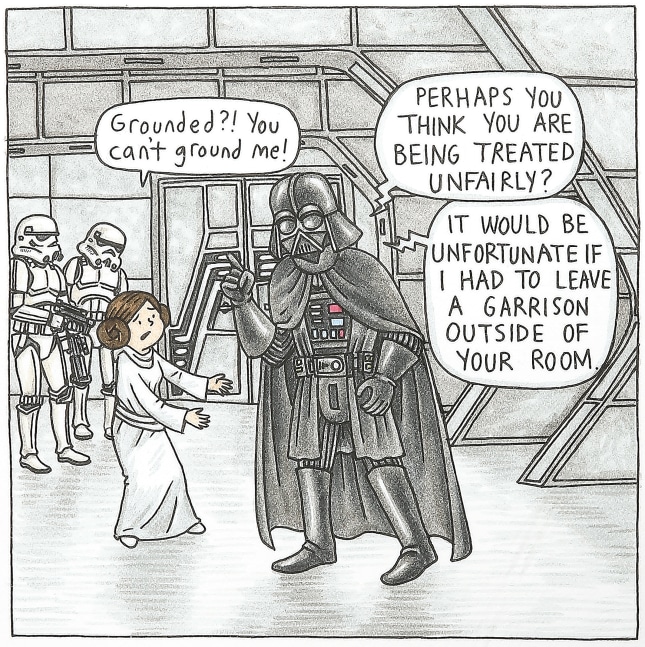 Vader&amp;#39;s Little Princess, page #47,&amp;nbsp;2012
Color pencil and ink on paper
Page Size: 4 3/4 x 4 3/4 inches