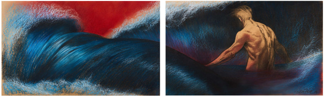 Les Fleurs du Mal, L&amp;#39;Homme et la Mer (Man and the Sea)

Diptych, 2014
Charcoal and colored pencil on paper
27 1/2 x 90 1/2 inches