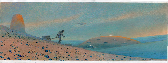 Fran&amp;ccedil;ois Schuiten

Night 160 - 10:25 PM, 2021

Acrylic and crayon on Arches Aquarelle paper

Framed: 14 3/8 x 34 inches (36.51 x 86.36 cm)

$17,000