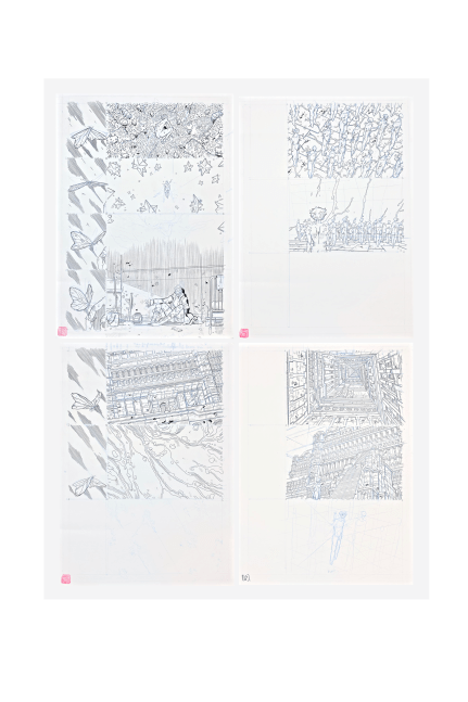 Mathieu Bablet

Set of four strips published on page #211 (partial), 212 &amp;amp; 213, from Carbone &amp;amp; Silicium, 2019

Inactinic np and china ink on paper

Page Size: 14 1/2 x 10 5/8 inches

$4,000 - Sold