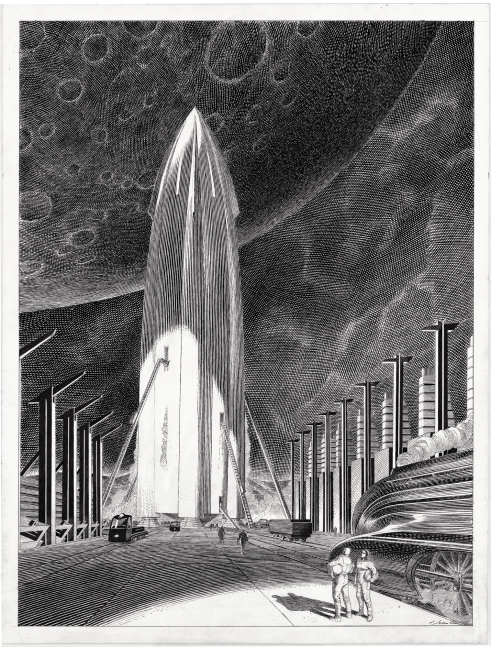 Fran&amp;ccedil;ois Schuiten

Objectif: Mars, 2021

China ink on Arches paper

Framed: 36 1/2 x 29 1/4 inches (92.71 x 74.30 cm)

Sold
