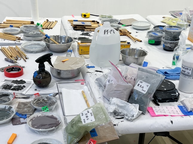 At first, this desk may look very messy, but it took several months for the paints/plates/brushes to be placed one by one in their designated positions, so even a small change in position can confuse me. It&amp;#39;s a just right arrangement for me. The work will be completed in a few days.