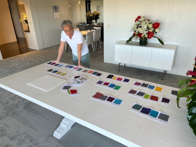 Somehow in my studio in Honolulu, I can come up with color combinations that I cannot think of in Japan. the climate and the environment plays important role in people.&amp;nbsp;

Start to work on pieces for exhibition in NY for coming fall, London and Singapore next year.