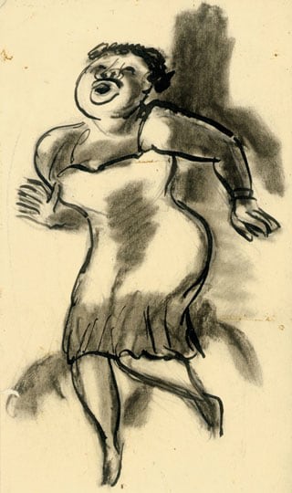 Inv# PII 030 Untitled, c. 1920s-1930s
Ink and charcoal over pencil sketch
5 13/16 x 3 7/16 inches
14.76 x 8.73 cm